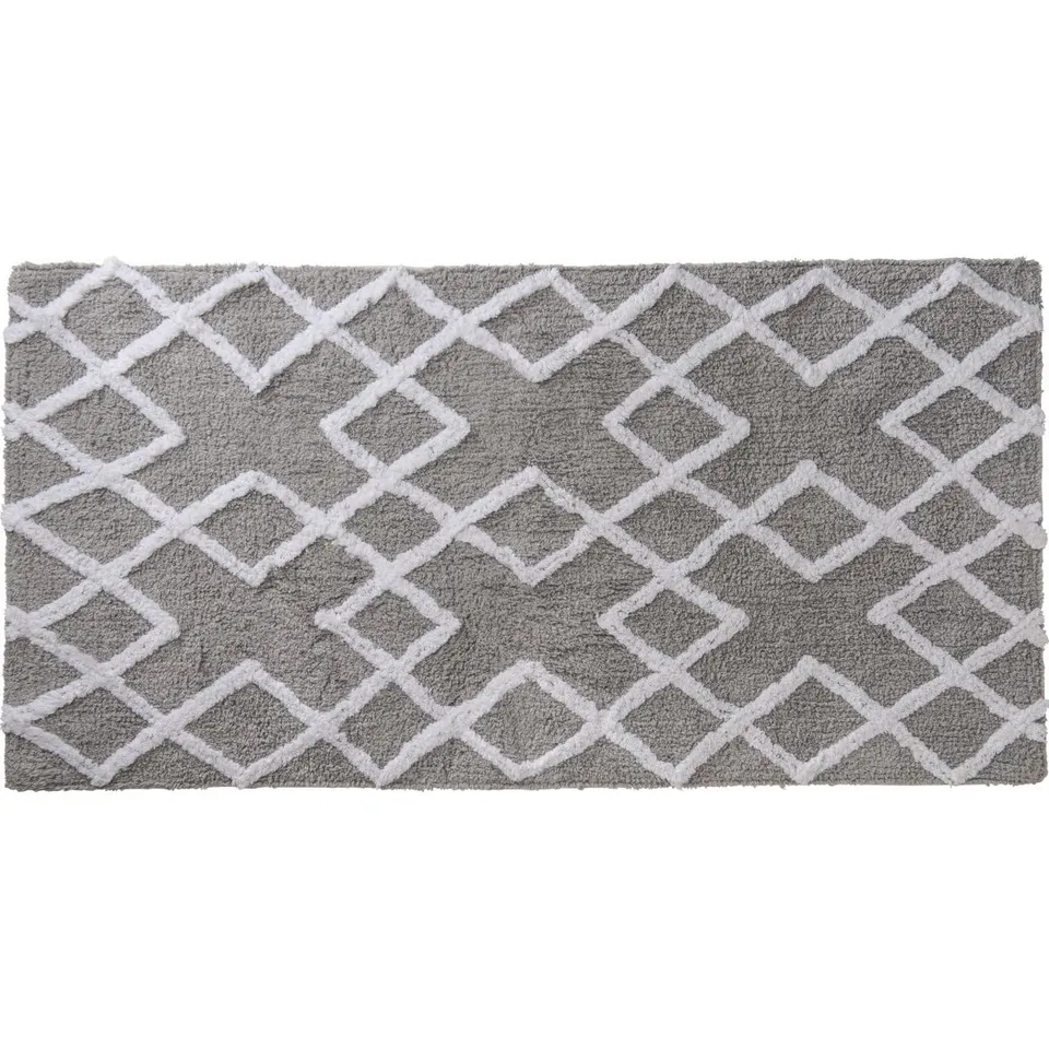 Levasseur Sol tapis 60x120 cm gris losanges coton