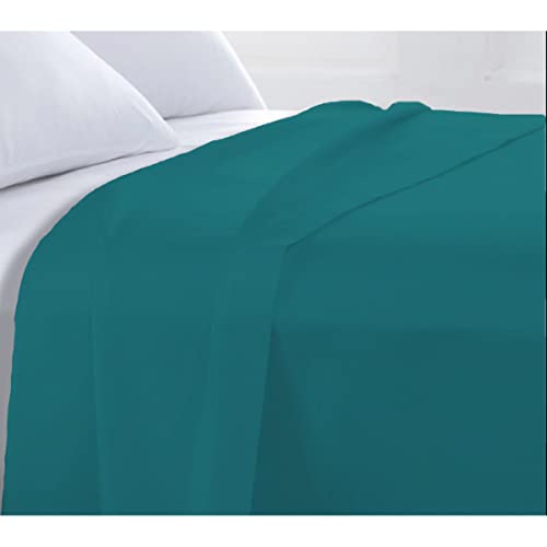 LEVASSEUR Linge de lit drap plat 270x310cm bleu pétrole coton