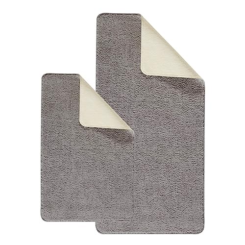 Levasseur Polynésie lot 2 tapis de bain gris 60x120 antiderspant