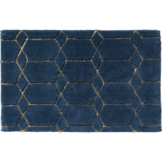 LEVASSEUR Tapis de Bain Coton Bleu Pétrole 50x80cm Tufté