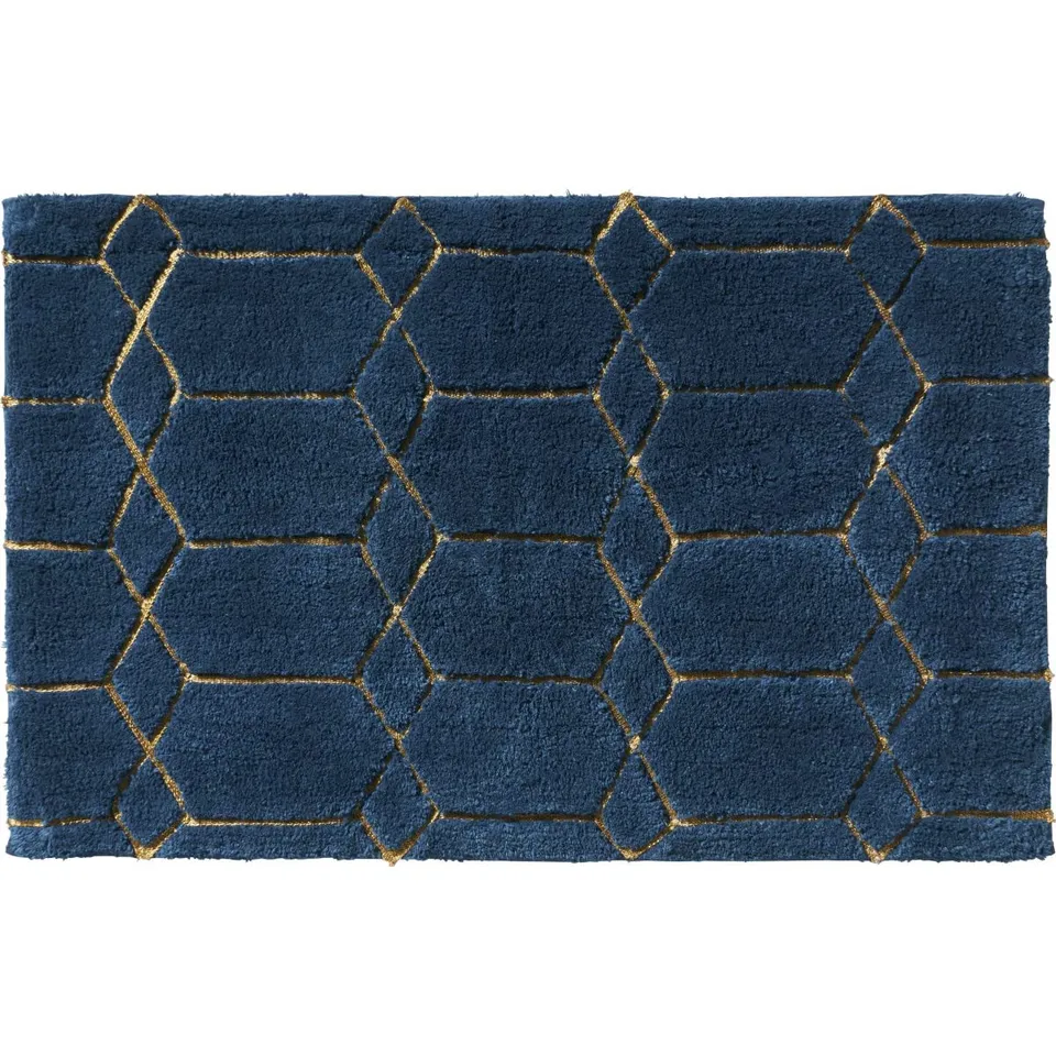 LEVASSEUR Tapis de Bain Coton Bleu Pétrole 50x80cm Tufté
