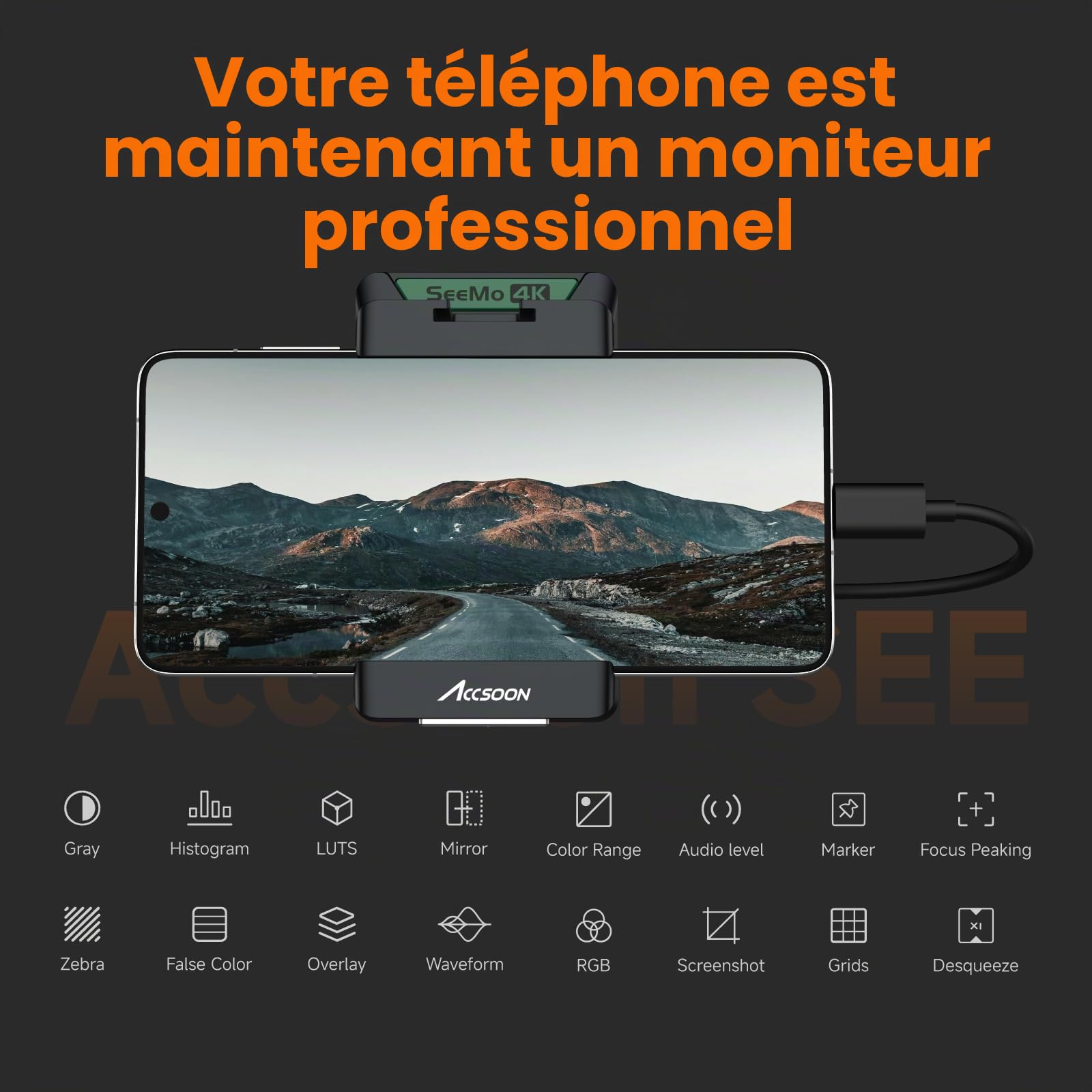 Accsoon SeeMo 4K Adaptateur HDMI moniteur vidéo Android 4K