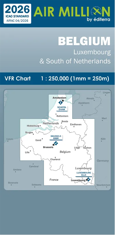 Editerra Air Million Belgique 2026 carte aéro 1/250 000