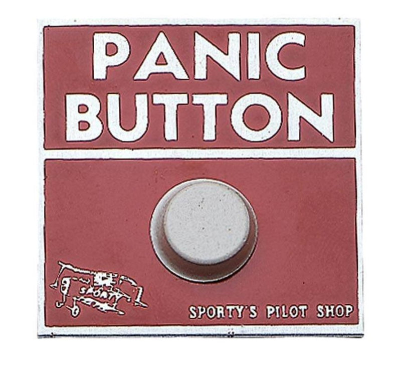 Sporty's Panic Button autocollant acier cockpit 3,7 cm