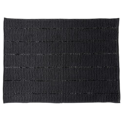 LEVASSEUR Stripy tapis de bain chenille anthracite 50x70cm