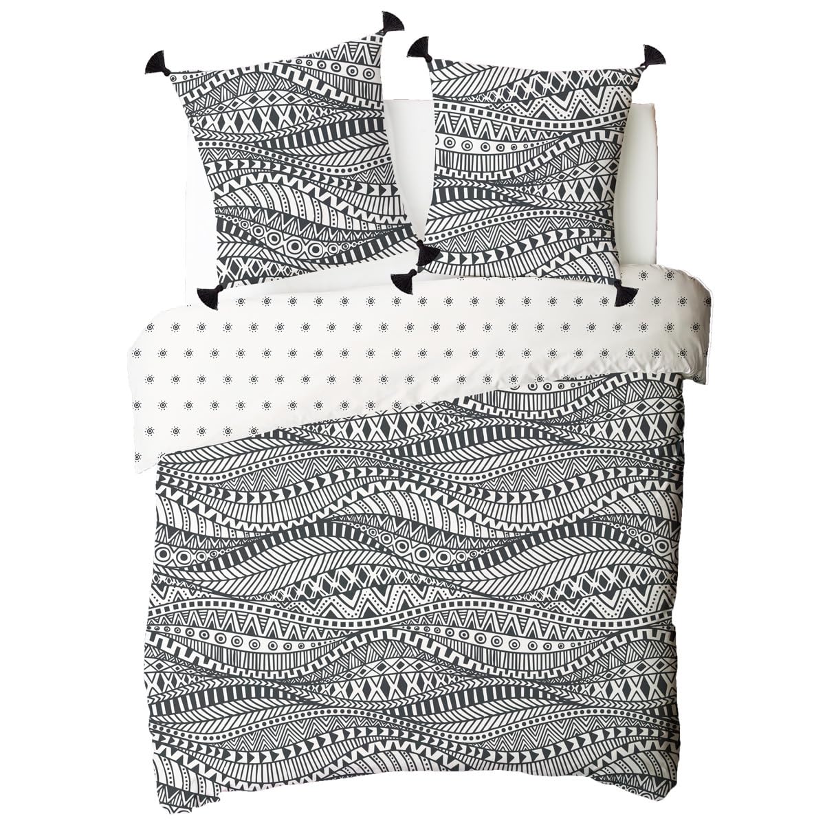 LEVASSEUR Ohana parure de lit coton blanc 260x240cm ethnique