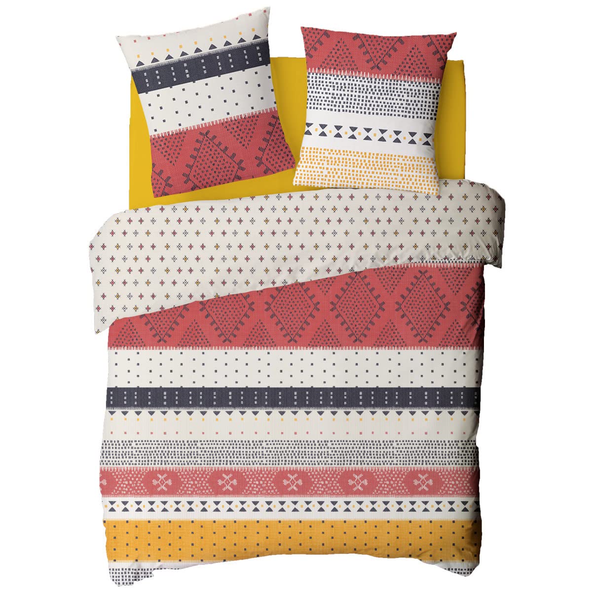 Future Home parure de lit 140x200 blanc boutons 57 fils