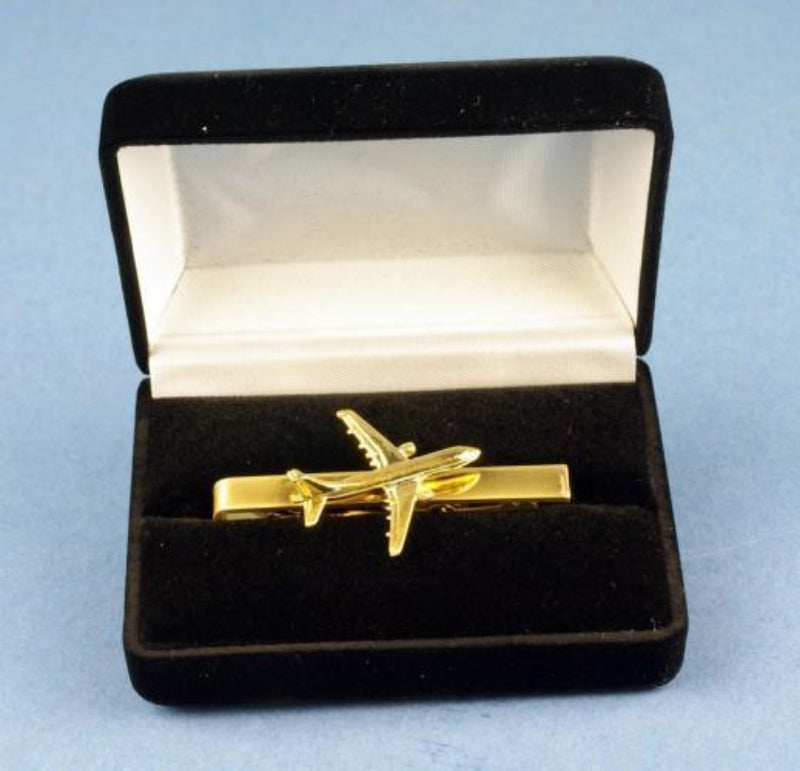 Pince à cravate Airbus A321 dorée or fin 22 carats écrin
