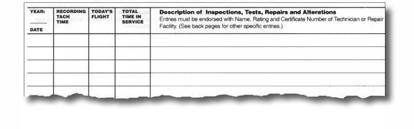 Engine Log carnet moteur avion enregistrement anglais