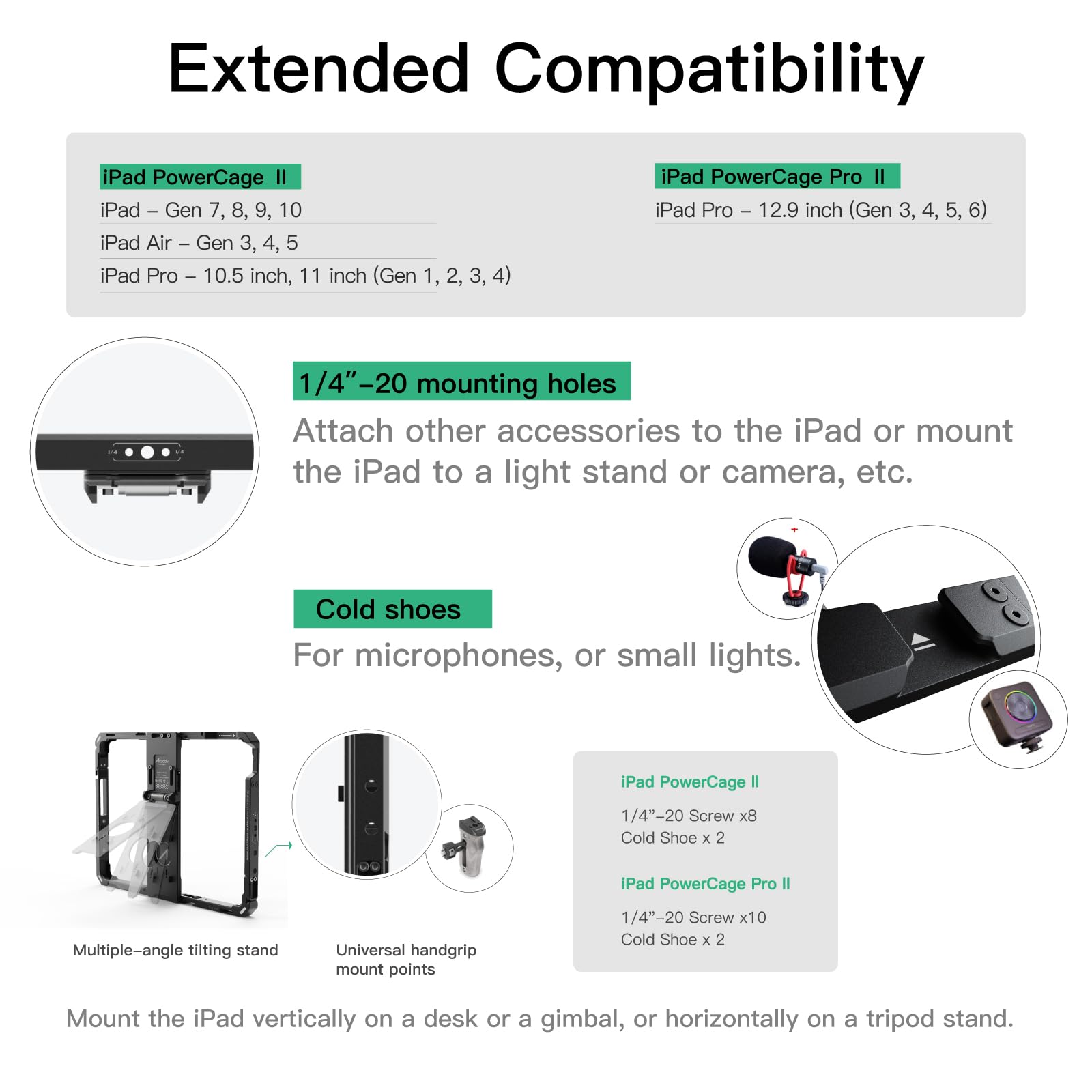 Accsoon PowerCage II cage iPad Pro Air avec plaque NP-F