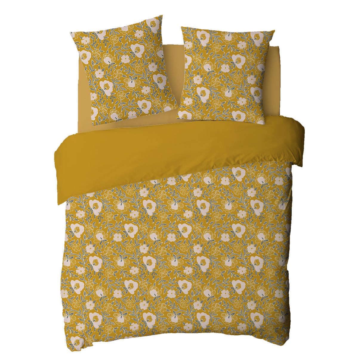 LEVASSEUR Linge de lit parure coton 260x240 curry 57 fils