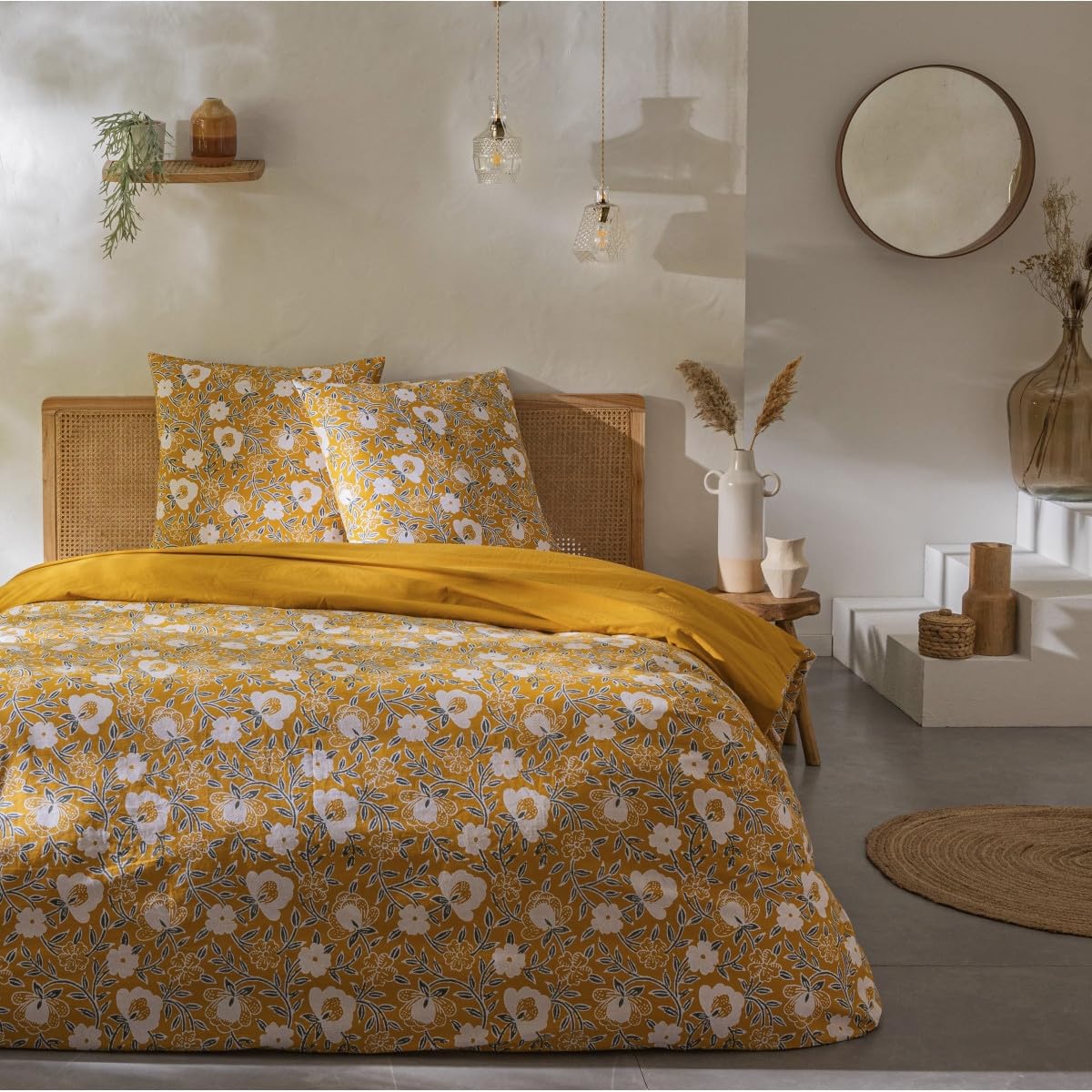 LEVASSEUR Linge de lit parure coton 260x240 curry 57 fils