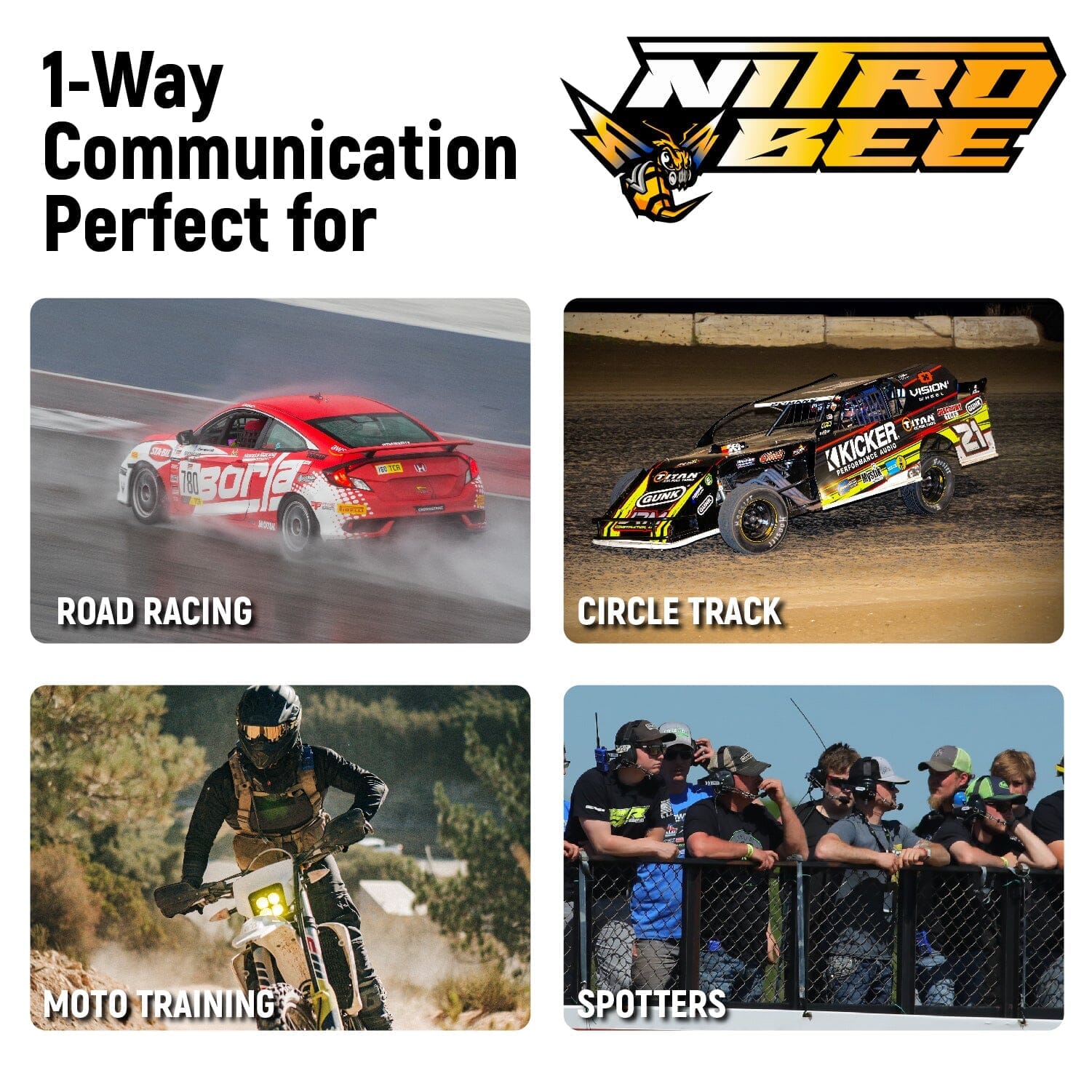 Rugged Air Nitro Bee X récepteur course UHF avec oreillettes