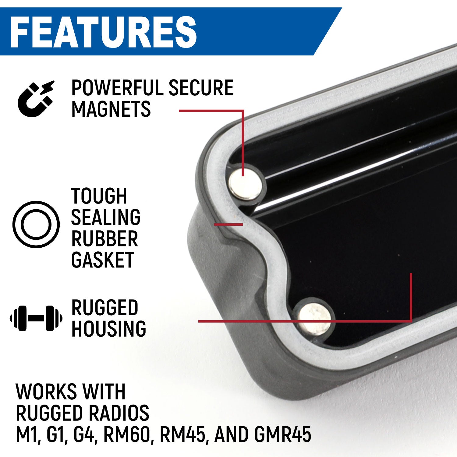 Rugged Air Housse magnétique radio mobile M1 G1 RM60