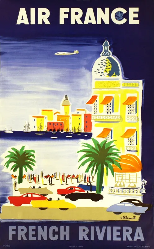 Air France French Riviera Affiche Villemot 50x70 cm