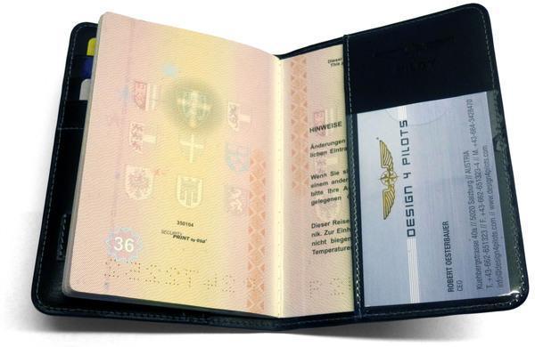 Design4Pilots coffret protège passeport + étiquette bagage cuir