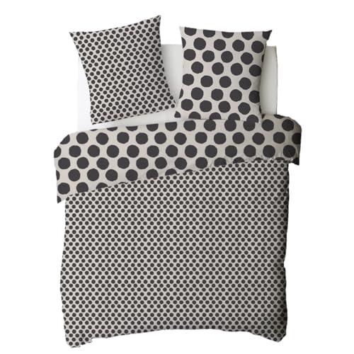 Levasseur Nico pois parure de lit noir 240x220cm coton