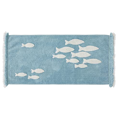 Levasseur Salle de bain tapis coton bleu 60x120 cm glacier