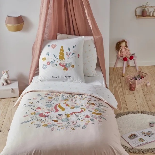 Levasseur Kids Licorne parure lit enfant rose 140x200cm