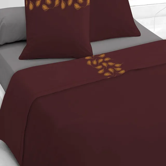 Future Home Parure Drap Plat Satin 57 Fils Aubergine 240x300cm