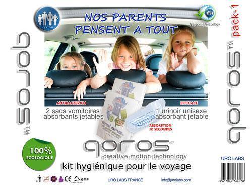 Kit hygiénique voyage avion QOROS vomitoire urinoir
