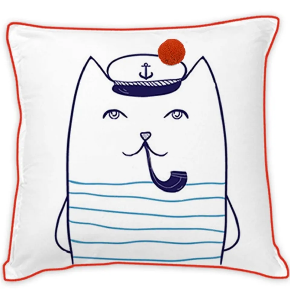 Future Home Captain Coussin Enfant Coton 40x40cm Blanc Chat