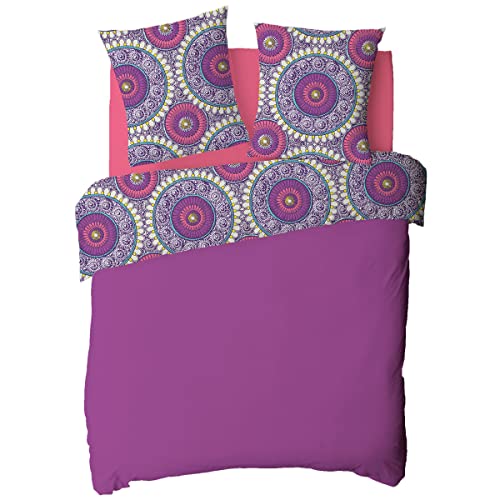 LEVASSEUR parure de lit 3 pièces satin 260x240cm rosaces