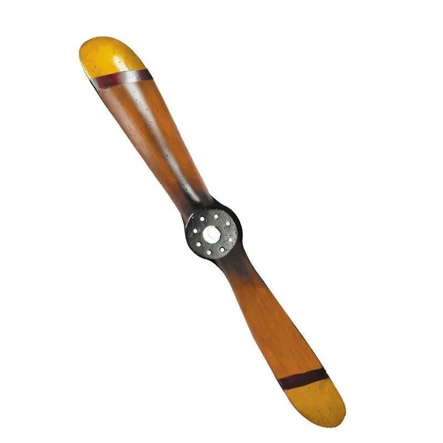 Hélice rétro bois rouge jaune patinée déco 70 cm