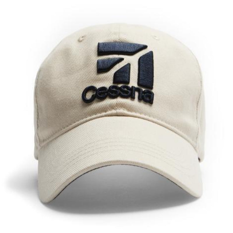 Cessna casquette beige logo brodé pilote