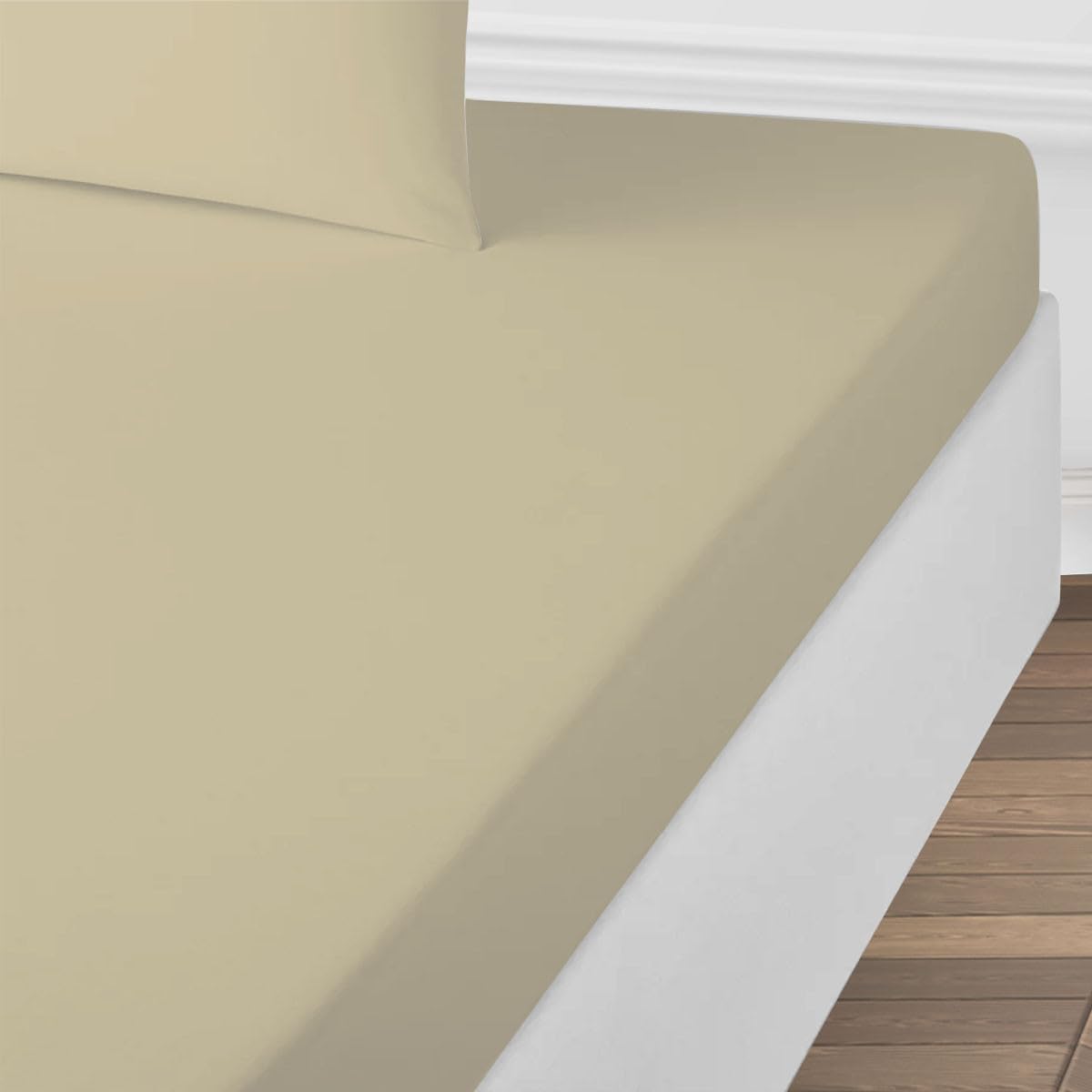 LEVASSEUR drap housse coton beige 180x200cm 100% coton 57 fils