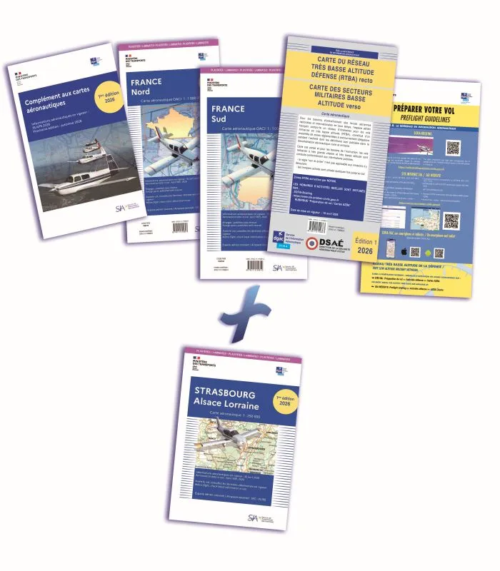 SIA Strasbourg carte VFR plastifiée + France 1/1 000 000