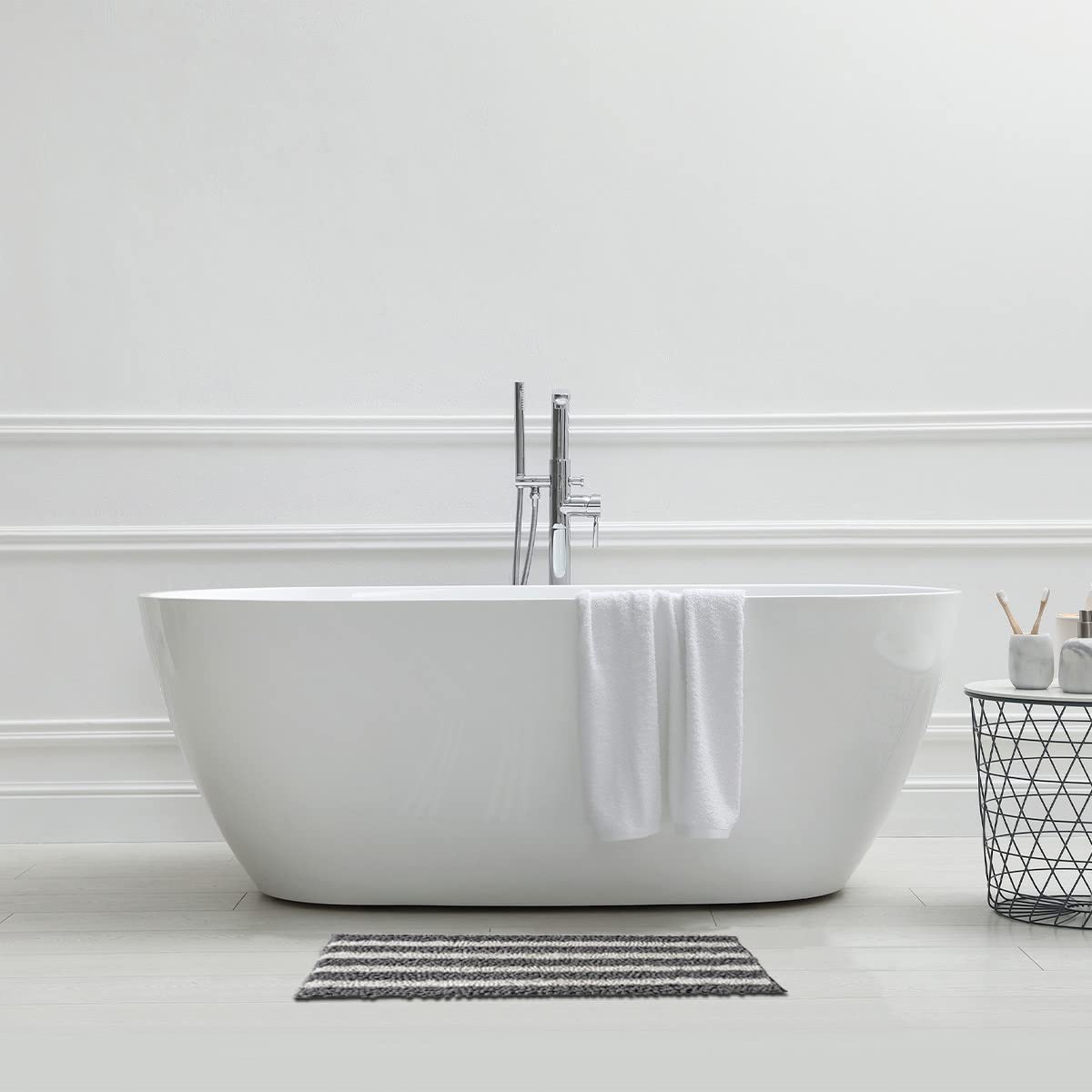 Levasseur Otello tapis de bain polyester rayures gris 50x80cm
