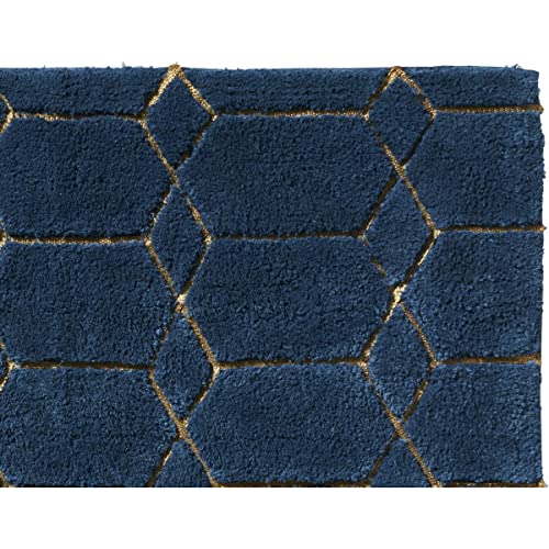 LEVASSEUR Tapis de Bain Coton Bleu Pétrole 50x80cm Tufté