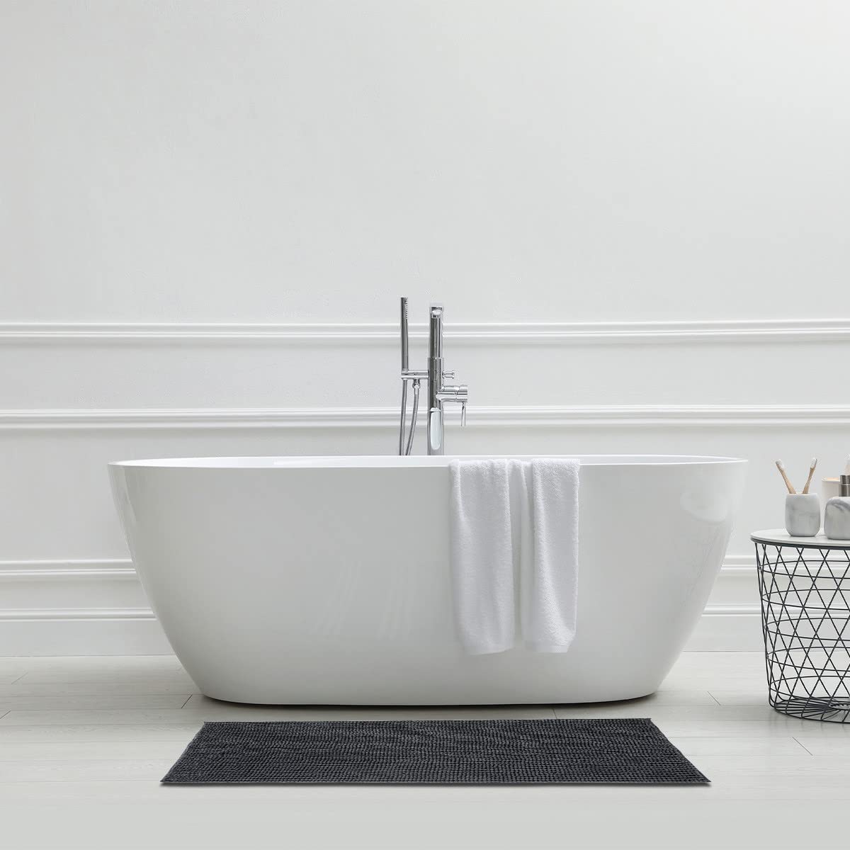 Levasseur Fani Tapis de Bain Chenille Anthracite 60x120 Ultra Doux