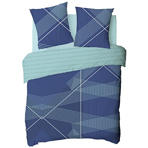 Future Home parure de lit 260x240 bleu coton 57 fils Oeko-Tex