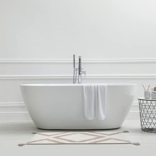 LEVASSEUR Pompons tapis de bain coton écru 60x120cm