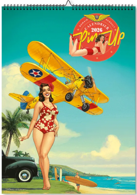 Romain Hugault calendrier Pin Up 2026 A3 13 planches