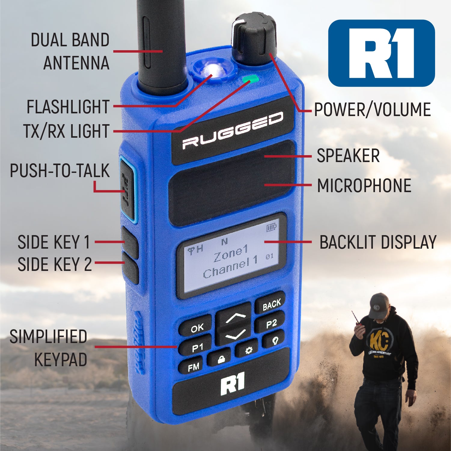 Rugged Air RACE Kit Intercom Moto Radio R1 + PTT