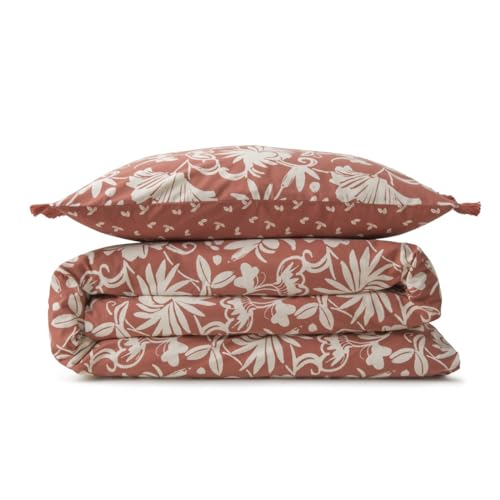 LEVASSEUR Noria Parure de Lit 260x240 Terracotta Coton 57 Fils