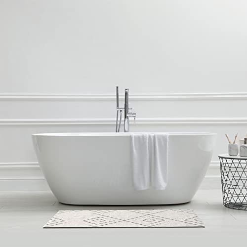 LEVASSEUR Hexago tapis de bain géométrique ivoire 60x120cm