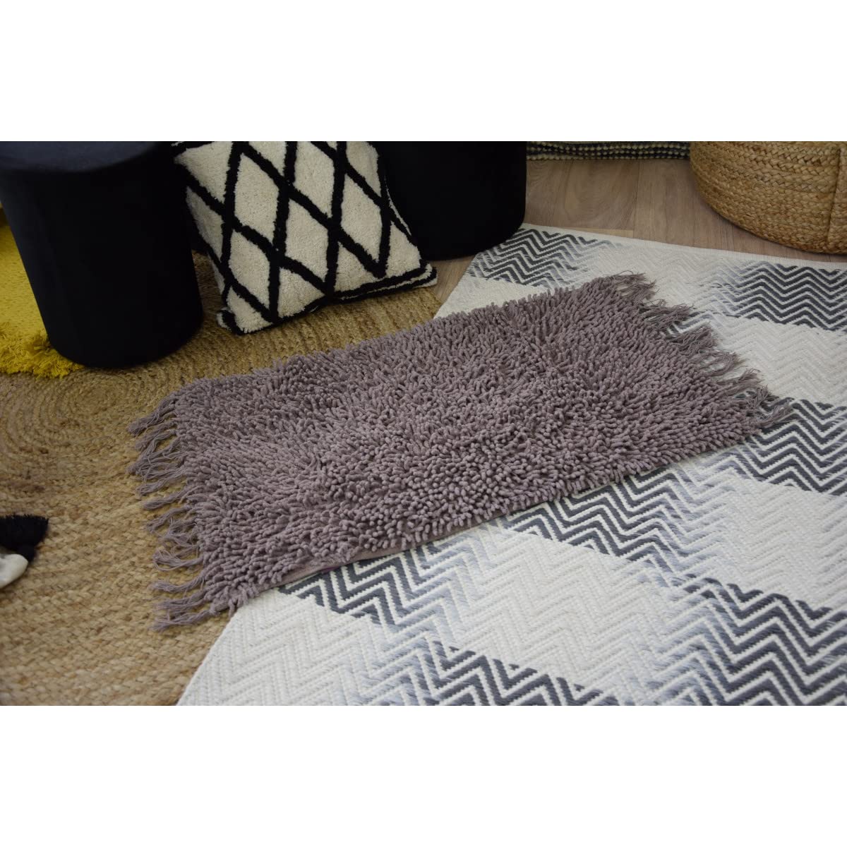 Levasseur Salle de bain Shaggy tapis de bain taupe 50x70cm