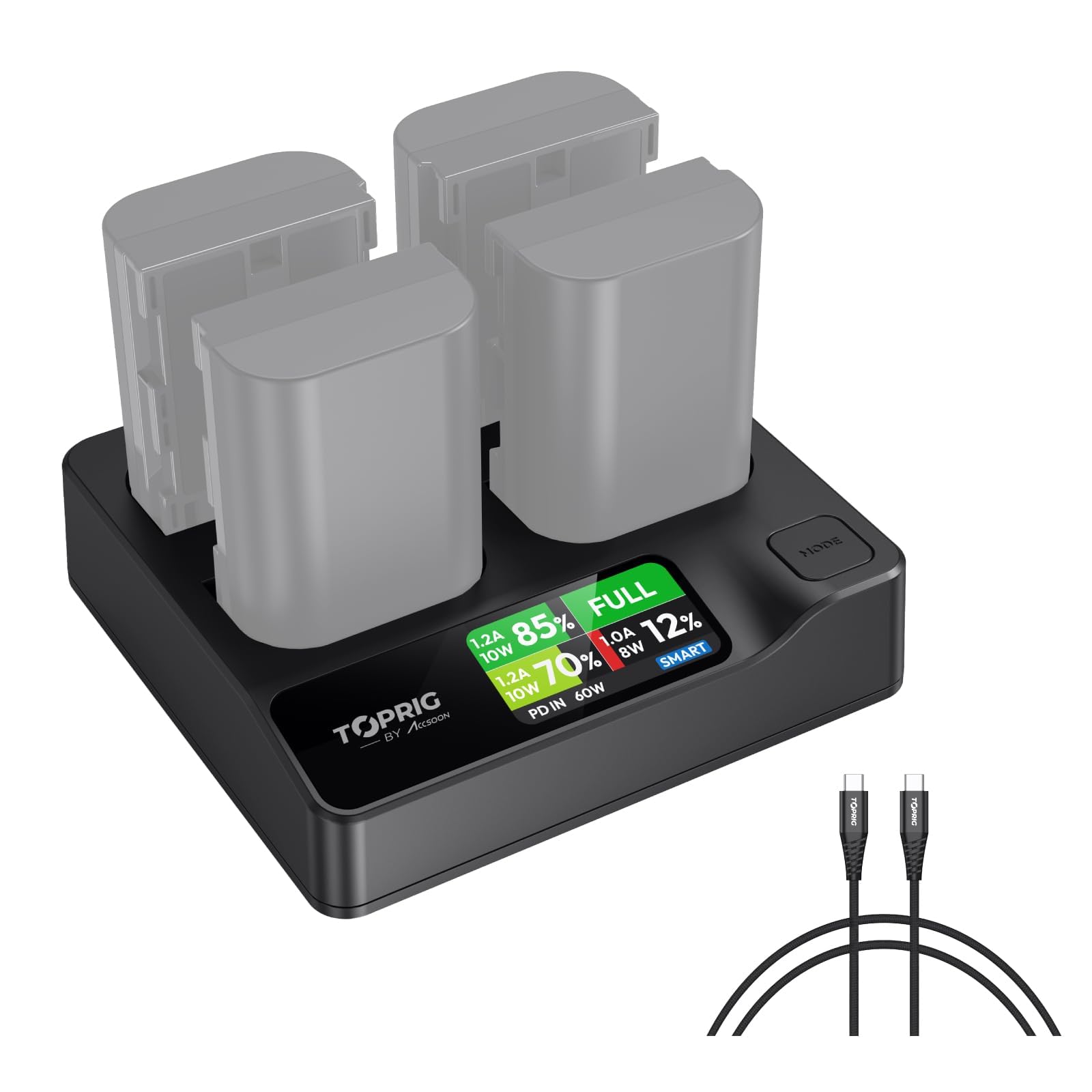 Accsoon Toprig LP-E6 chargeur batterie 4 canaux PD60W