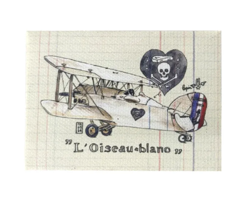 La Boutique du Pilote Lapin magnet canevas oiseau blanc 7x5 cm