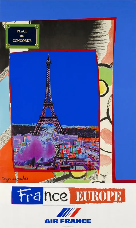 Affiche Air France Bezombes France Europe 100x60cm