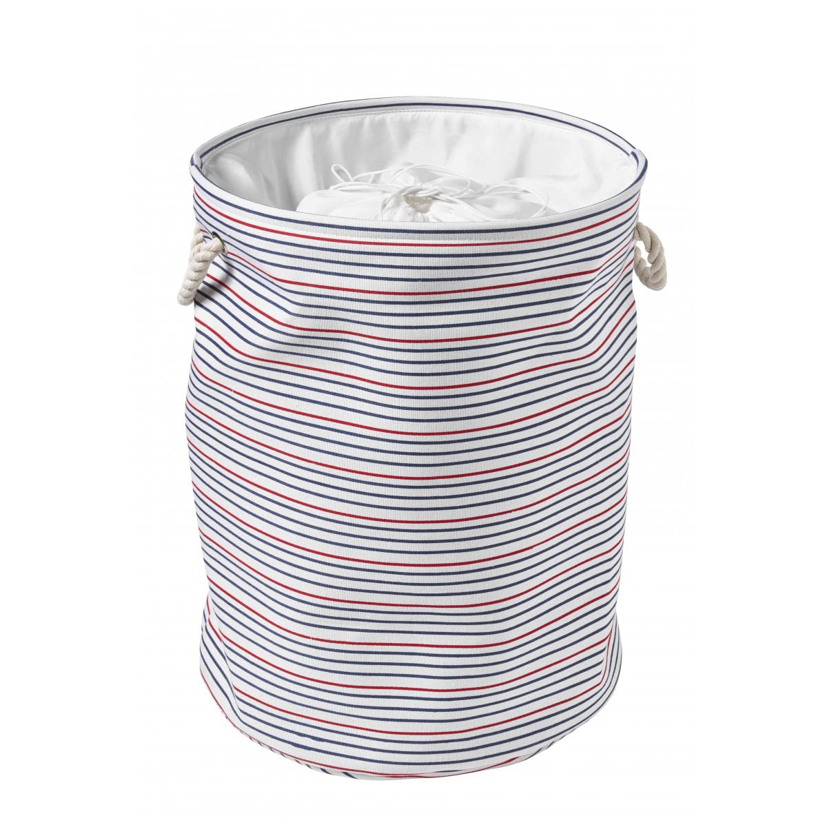 LEVASSEUR Salle de bain panier à linge pliable 60L rayé blanc