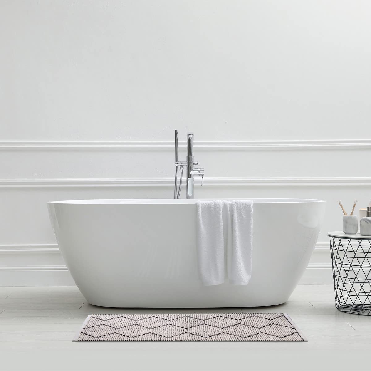 Levasseur Zig Zag tapis de bain 50x80 cm blanc polycoton