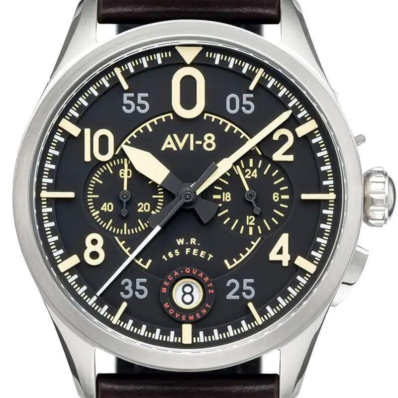 La Boutique du Pilote Montres AVI-8 Spitfire montre acier noir 42 mm