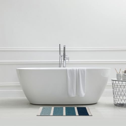 LEVASSEUR Salle de bain tapis de bain rayures bleu 60x120cm