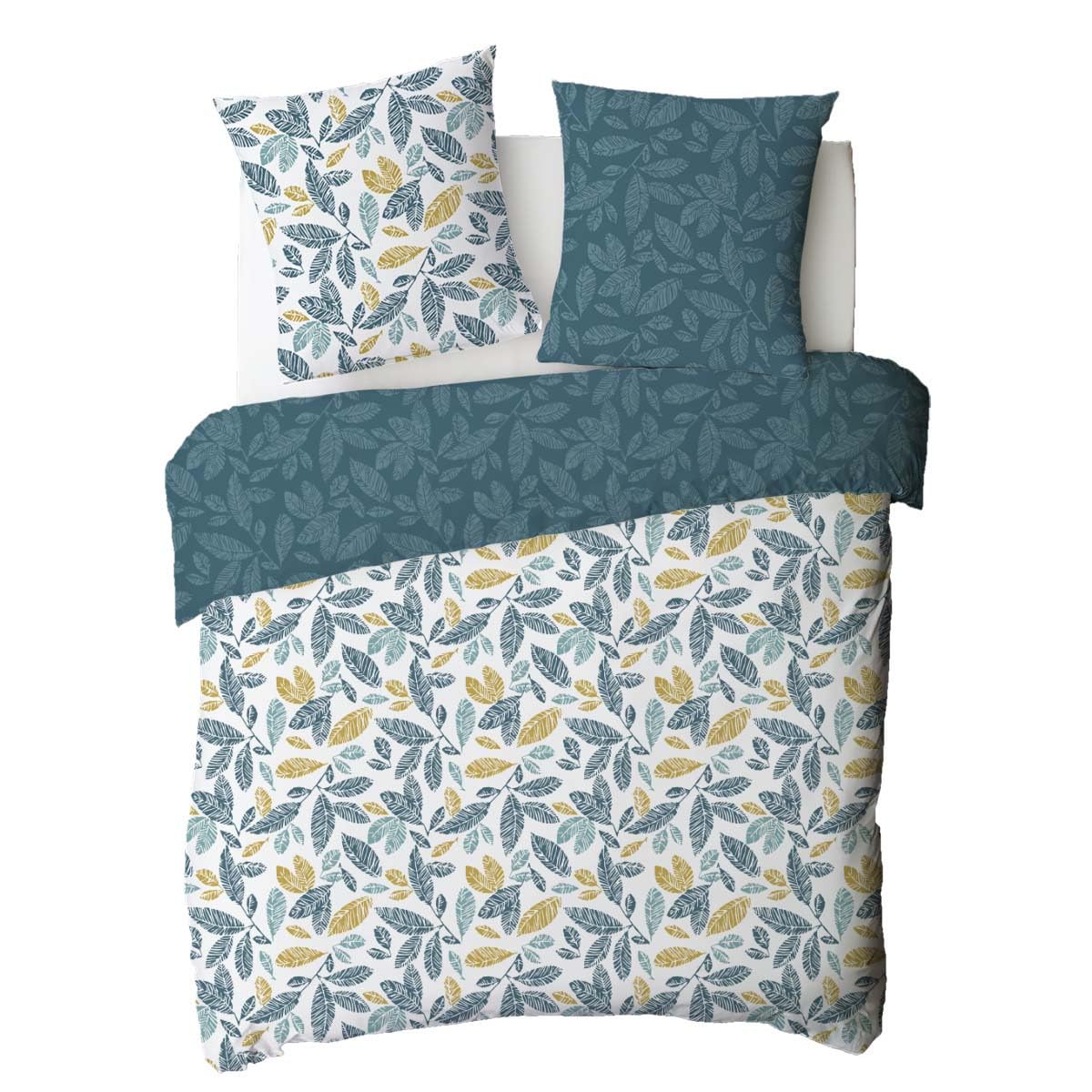LEVASSEUR Natou parure de lit coton bleu 240x220cm 3 pieces