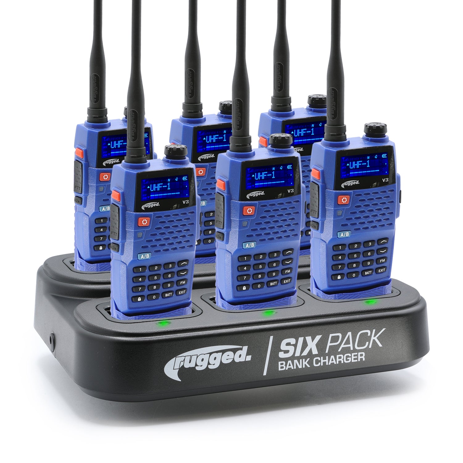 Rugged Air R1 bleu radio portable VHF UHF lot 6 chargeur